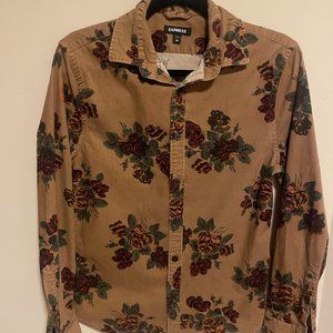 Express Slim Floral Stretch Corduroy Shirt